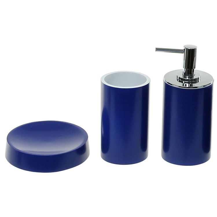Gedy YU280-05 Blue Bathroom Accessory Set With Tall Soap Dispenser